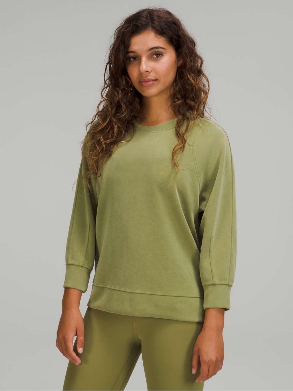 LULULEMON Softstreme Draped-Back Crew - Bronze Green